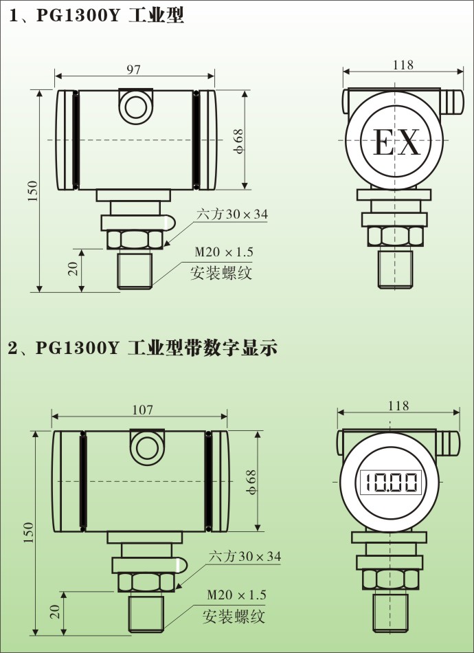 工业压力变送器外形结构