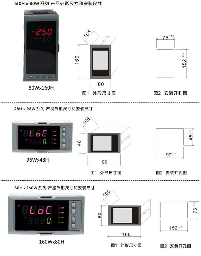 传感器数显表，DT100简易型单回路显示控制仪安装示意图3