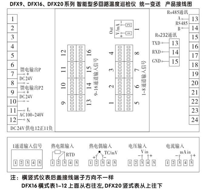 智能温度巡检仪，DFX20液晶温度巡检仪，多回路巡检控制仪接线方式4