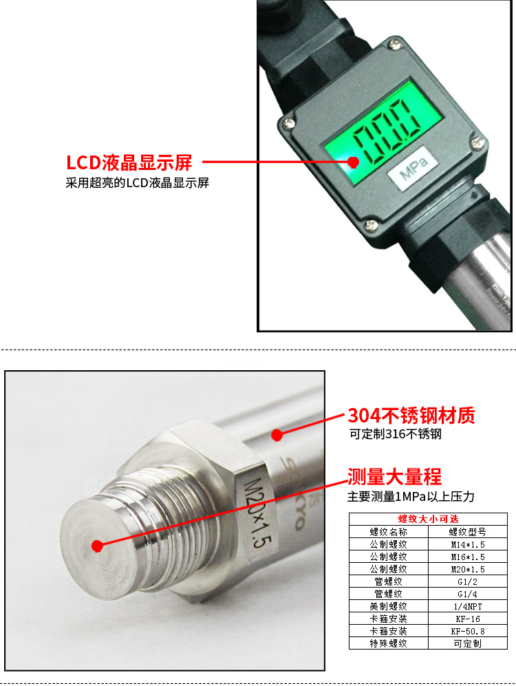 压力传感器,PG1300P数显压力变送器细节图2